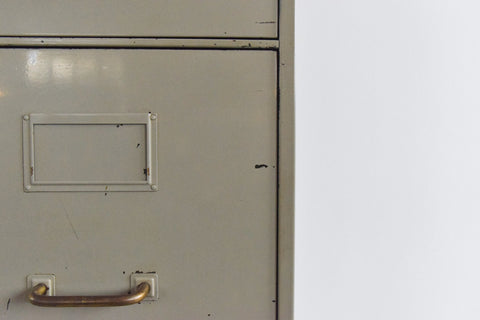 Vintage Grey Four Drawer Metal Filing Cabinet Manufactured by Roneo