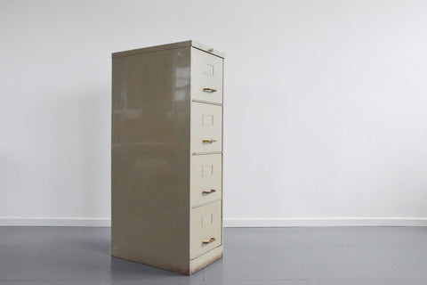 Vintage Grey Four Drawer Metal Filing Cabinet Manufactured by Roneo