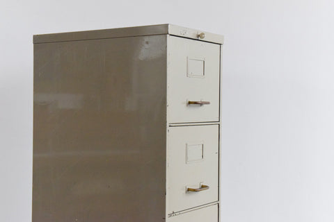 Vintage Grey Four Drawer Metal Filing Cabinet Manufactured by Roneo