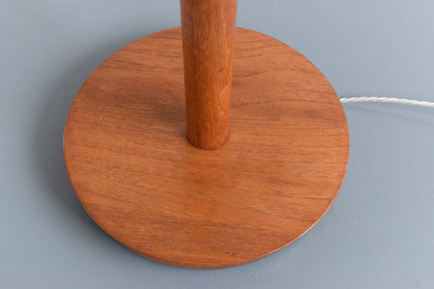 Vintage Teak Standing Lamp with Patterned Shade