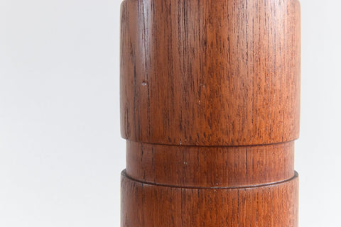 Vintage Teak Table Lamp with Rattan Shade
