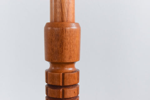 Vintage Teak Standing Lamp with Patterned Shade