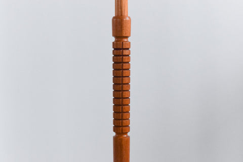 Vintage Teak Standing Lamp with Patterned Shade