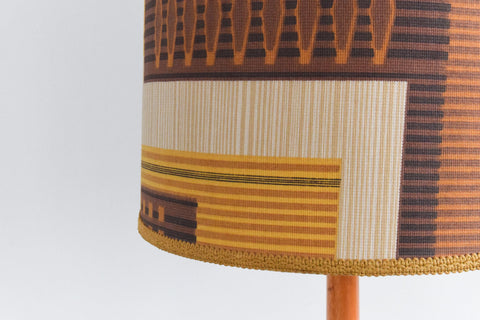 Vintage Teak Standing Lamp with Patterned Shade