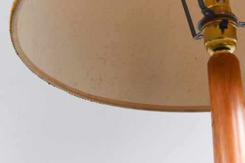 Vintage Teak Standing Lamp with Patterned Shade