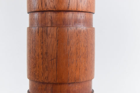 Vintage Teak Table Lamp with Rattan Shade
