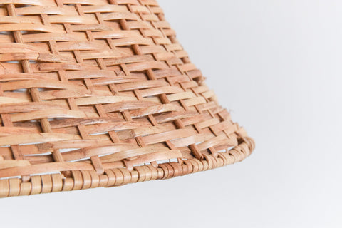 Vintage Teak Table Lamp with Rattan Shade