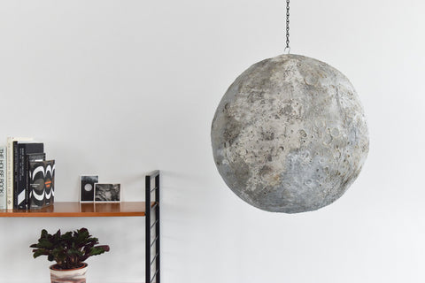 Vintage 1970s School Project Papier Mache and Plaster Model of the Moon