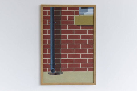 Vintage Original Large Framed Canvas Oil Painting by Ken Watts 'Brickwork'