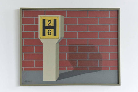Vintage Original Large Framed Canvas Oil Painting by Ken Watts 'Fire Hydrant'