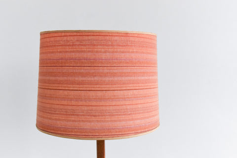 Vintage Teak Standing Lamp with Orange and Pink Wool Textured Shade