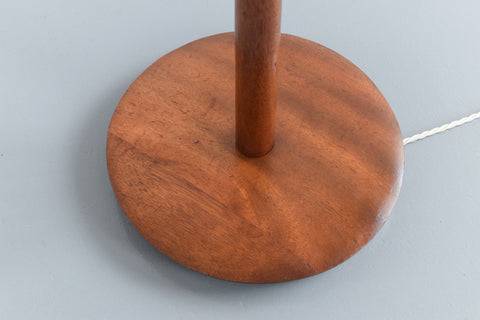 Vintage Teak Standing Lamp with Orange and Pink Wool Textured Shade