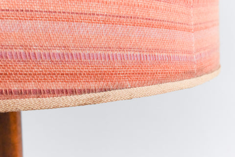 Vintage Teak Standing Lamp with Orange and Pink Wool Textured Shade