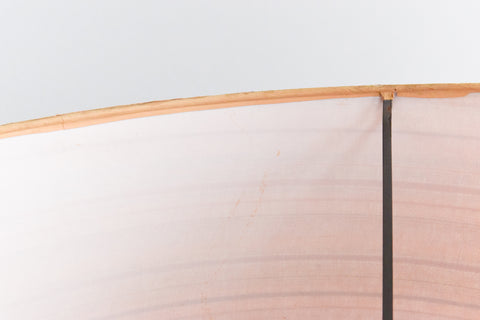 Vintage Teak Standing Lamp with Orange and Pink Wool Textured Shade