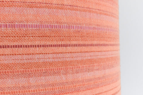 Vintage Teak Standing Lamp with Orange and Pink Wool Textured Shade