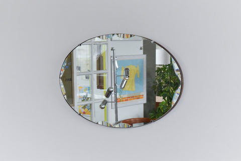 Vintage Frameless Oval Mirror