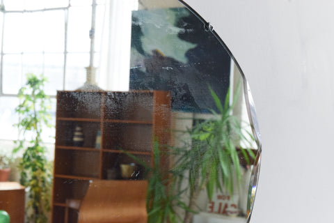 Vintage Frameless Oval Mirror