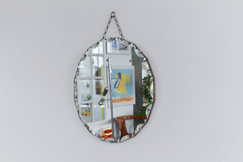 Vintage Frameless Round Mirror