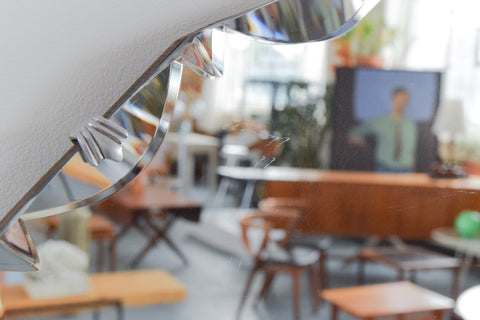 Vintage Frameless Round Mirror