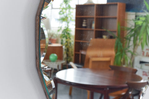 Vintage Frameless Round Mirror