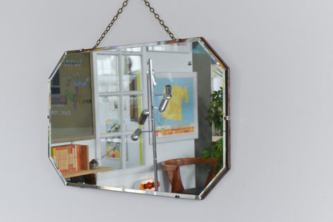 Vintage Frameless Large Octagonal Mirror