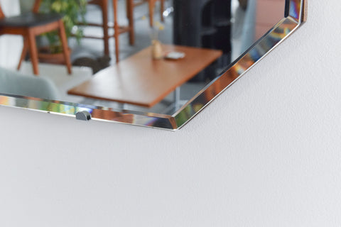 Vintage Frameless Large Octagonal Mirror
