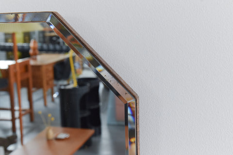 Vintage Frameless Large Octagonal Mirror