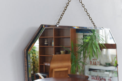 Vintage Frameless Large Octagonal Mirror