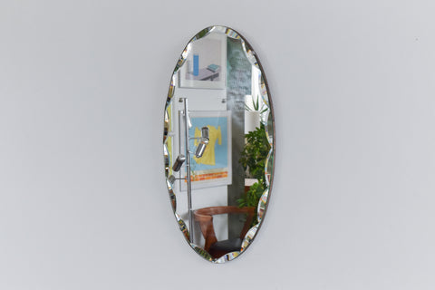 Vintage Frameless Portrait Oval Mirror