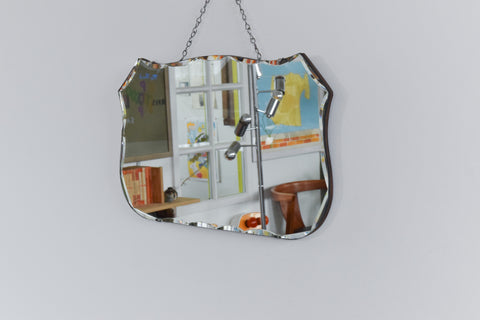 Vintage Frameless Shield Mirror