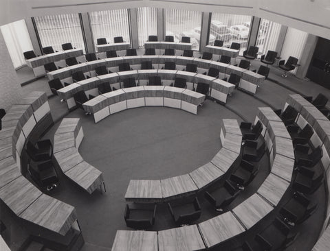 Carlisle Civic Centre Council meeting chamber, photographed in 1964