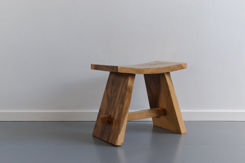 Contemporary Solid Wood Curved Low Stool