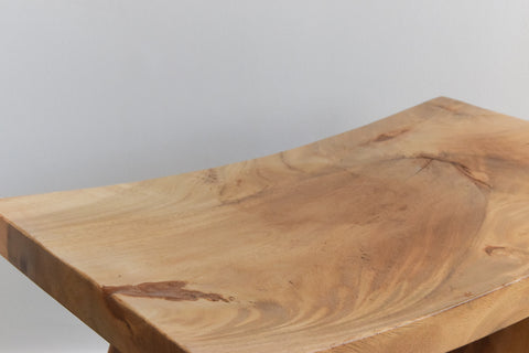 Contemporary Solid Wood Curved Low Stool
