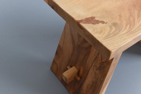 Contemporary Solid Wood Curved Low Stool