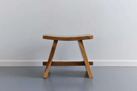 Contemporary Solid Wood Curved Low Stool