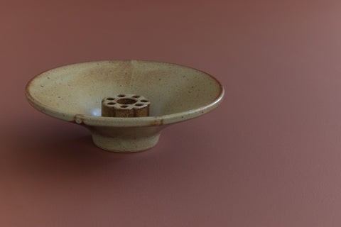 French Ceramic Studio Pottery Ikebana Stem Vase / Bowl by TAIZÉ