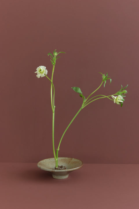 French Ceramic Studio Pottery Ikebana Stem Vase / Bowl by TAIZÉ