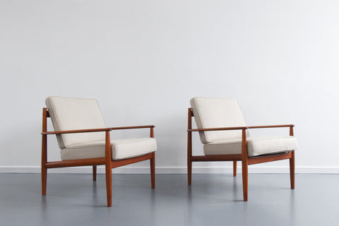 Vintage Pair of Danish Teak Easy Chairs by Grete Jalk for France and Sons