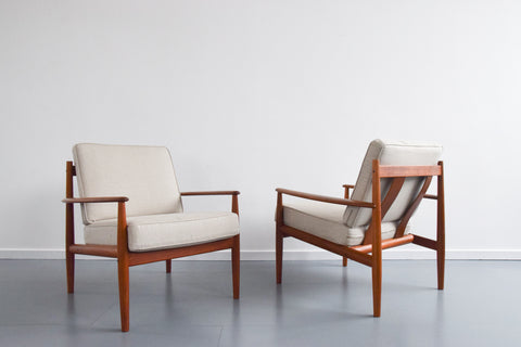 Vintage Pair of Danish Teak Easy Chairs by Grete Jalk for France and Sons