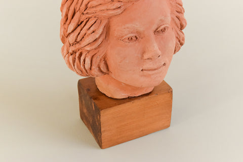 Mid 20th Century Original Terracotta Sculpture Bust of a Female by Winifred Slater