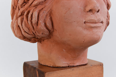 Mid 20th Century Original Terracotta Sculpture Bust of a Female by Winifred Slater