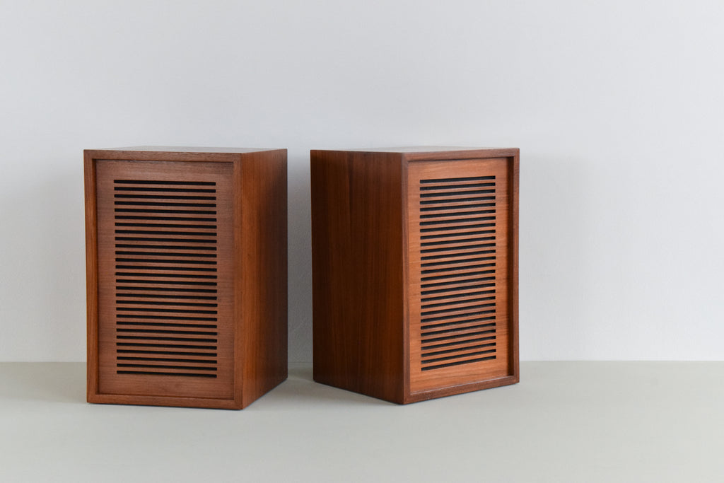 Pair of Small Vintage Sonotone Solent Teak Bookcase Speakers