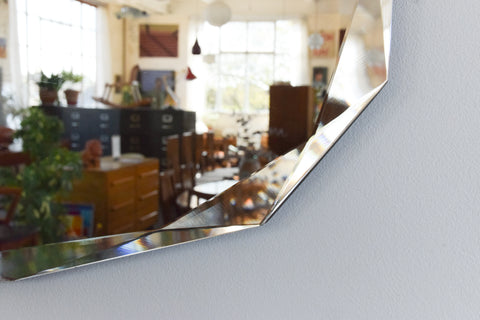 Vintage Frameless 14 Sided Bevelled Wall Mirror
