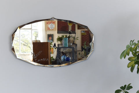 Vintage Frameless 14 Sided Bevelled Wall Mirror