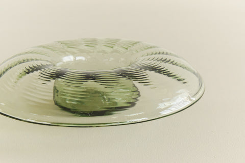 Vintage 1930s Sea Green Glass Posy Bowl by William Wilson for Whitefriars No.8993