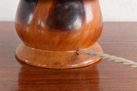 Vintage 1930s Small Brazilian Monkey Puzzle (Araucaria Araucana) Wooden Mushroom Table Lamp by Carlos Zipperer