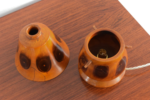 Vintage 1930s Small Brazilian Monkey Puzzle (Araucaria Araucana) Wooden Mushroom Table Lamp by Carlos Zipperer