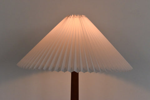 Vintage 1940s Wooden Floor Lamp with New Pleated White Shade