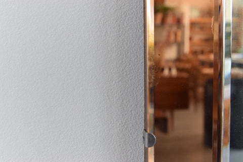 Vintage 1950s Art Deco Style Bevelled Mirror with Peach Glass