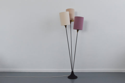 Vintage 1950s Three Arm Metal Floor Lamp